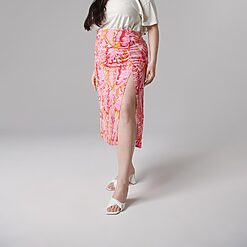 Sinsay - Fustă midi cu despicătură - Roz-Collection > all > skirts