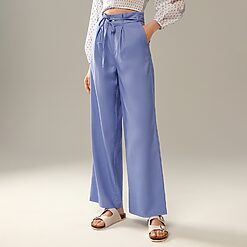Sinsay - Pantaloni cu adaos de in - Albastru-Collection > all > trousers