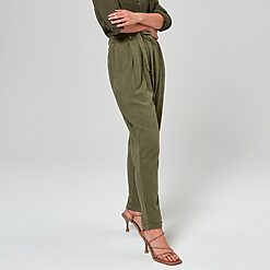 Sinsay - Pantaloni cu adaos de in - Kaki-Collection > all > trousers