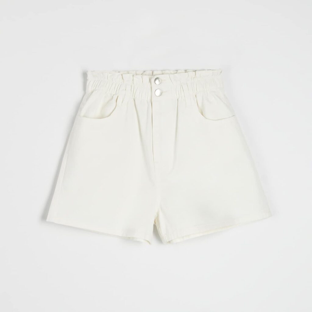 Sinsay - Pantaloni scurți paperbag - Ivory-Collection > all > shorts