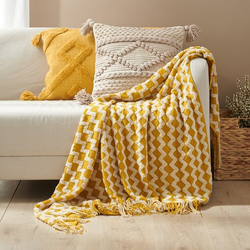Sinsay - Pătură - Galben-Home > decor > bedspreads and blankets
