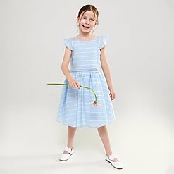 Sinsay - Rochie cu pliuri - Albastru-Kids > kid girl > dresses