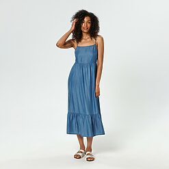 Sinsay - Rochie midi cu fronseuri - Albastru-Collection > all > dresses