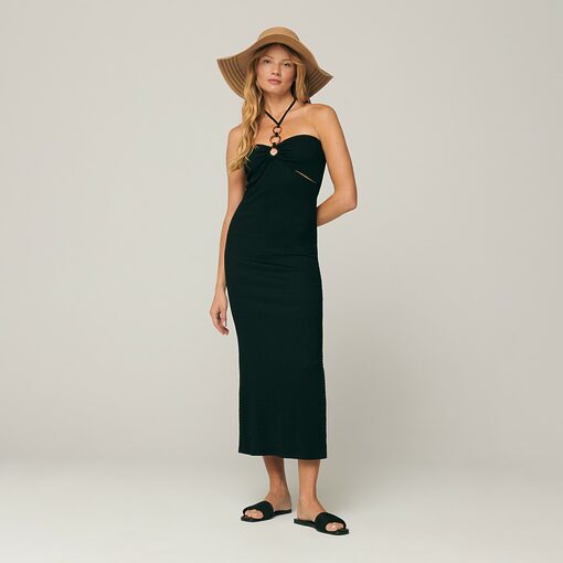 Sinsay - Rochie midi cu șnur decorativ - Negru-Collection > all > dresses