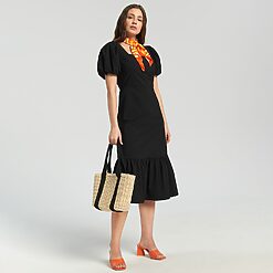 Sinsay - Rochie midi cu volănașe - Negru-Collection > all > dresses