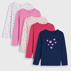 Sinsay - Set de 5 tricouri cu mânecă lungă - Roz-Kids > kid girl > multipacks