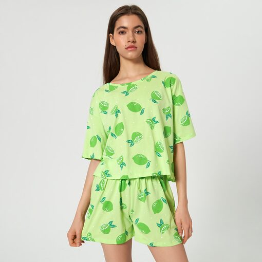 Sinsay - Set pijama din bumbac - Verde-Collection > lingerie > pajamas