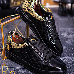 Tenisi de barbati Reginald Negru cu auriu – AD171 3