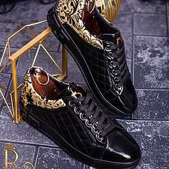 Tenisi de barbati Reginald Negru cu auriu – AD171 4