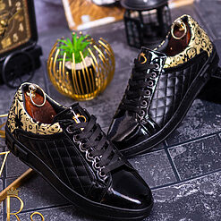 Tenisi de barbati Reginald Negru cu auriu – AD171 7