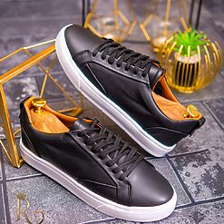 Tenisi de barbati cu talpa inalta Negri cu siret – AD469 3