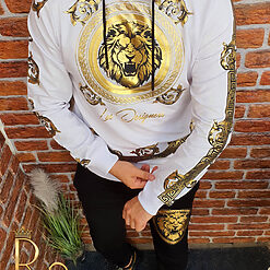 Trening Sport de barbati Bluza alba cu pantalon Negru URBAN Gold TG67 3