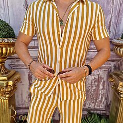 Alb cu dungi galbene - CMP130-Compleuri