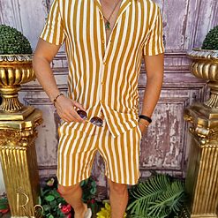 Tricou Pantalon scurt Alb cu dungi galbene CMP130 2