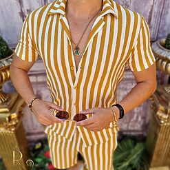 Tricou Pantalon scurt Alb cu dungi galbene CMP130 4