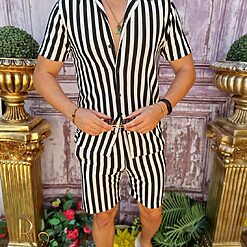 Alb cu dungi negre - CMP129-Compleuri