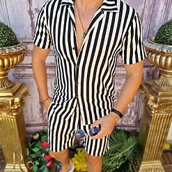 Tricou Pantalon scurt Alb cu dungi negre CMP129 3