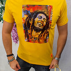 Tricou barbati galben Bob Marley slim-fit cod: TR35-Tricouri