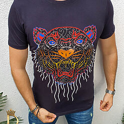 Tricou de barbati slim fit bleumarin cu strasuri Le Designers TR116 1