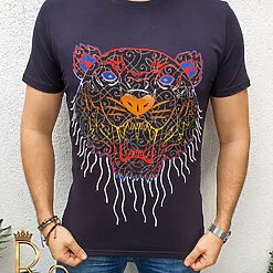 Tricou de barbati slim fit bleumarin cu strasuri Le Designers TR116 2