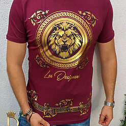 Tricou de barbati slim fit grena imprimeu auriu Le Designers - TR112-Tricouri