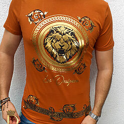 Tricou de barbati slim fit imprimeu auriu Le Designers TR118 2