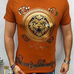 Tricou de barbati slim fit imprimeu auriu Le Designers TR118 3
