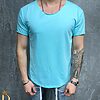 Tricou de barbati slim fit turcoaz cu guler rotung