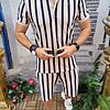 Tricou+Pantalon scurt dungi bej / bleumarin - CMP120-Compleuri