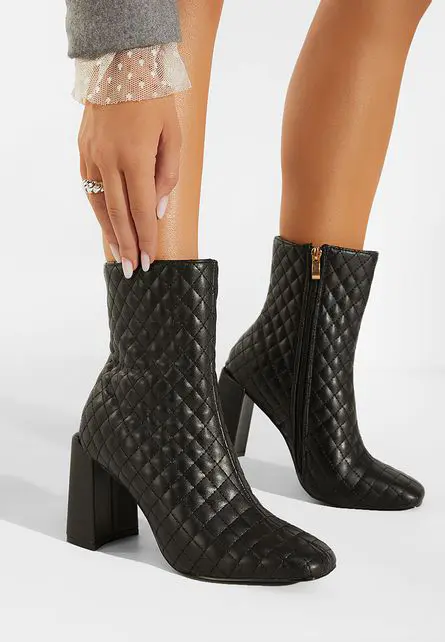 Botine cu toc gros negre Palmerita-Botine cu toc-Botine cu toc
