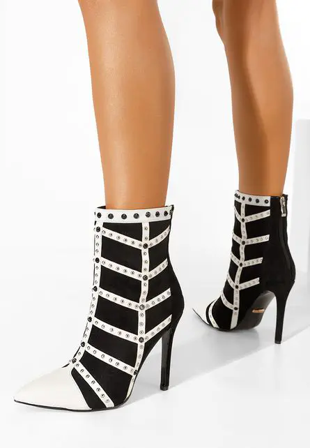 Botine stiletto Cartaya albe-Botine cu toc-Botine cu toc