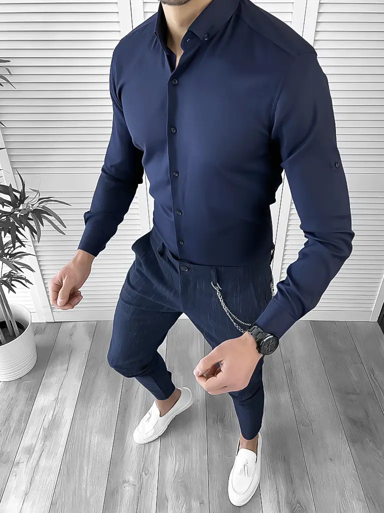Camasa barbati slim fit bleumarin 10120-Camasi barbati
