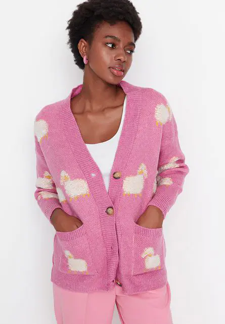 Cardigan dama Lamb roz-Cardigane dama-Cardigane dama