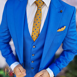 Costum albastru Sacou Vesta si Pantalon croiala slim fit C3187 5