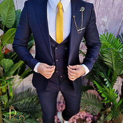 Costum bleumarin Sacou Vesta si Pantalon C4045 4