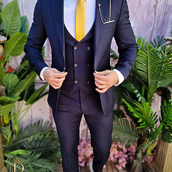 Costum bleumarin Sacou Vesta si Pantalon C4045 5