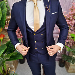 Costum bleumarin Sacou Vesta si Pantalon C4059 3