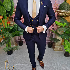 Costum bleumarin Sacou Vesta si Pantalon C4059 4