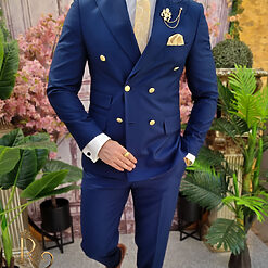 Costum bleumarin Sacou si Pantalon 80 lana C4065 3