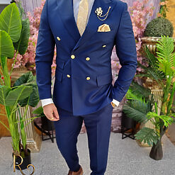 Costum bleumarin Sacou si Pantalon 80 lana C4065 4