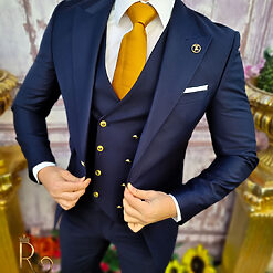 Costum bleumarin cu butoni aurii Sacou Vesta si Pantalon C3420 2