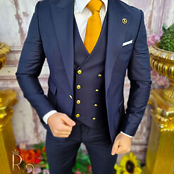 Costum bleumarin cu butoni aurii Sacou Vesta si Pantalon C3420 3