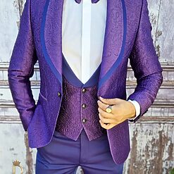 Costum ceremonie barbati Very Peri Sacou Vesta Pantalon Papion C3120 4