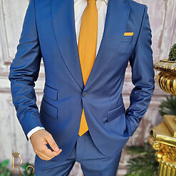 Costum de barbati albastru pal Reginald Business Edition Sacou si Pantalon C3370 2