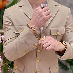 Costum de barbati bej Sacou si Pantalon C4088 3