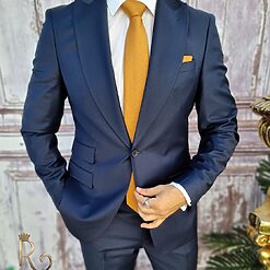 Costum de barbati bleumarin Reginald Business Edition Sacou si Pantalon C3368 5