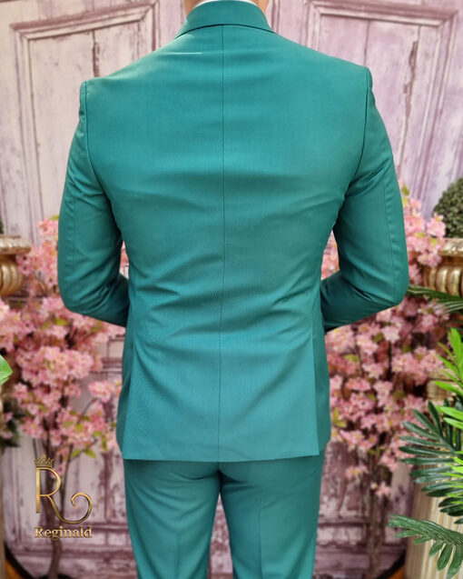 Costum de barbati elegant verde cu nasturi aurii: Sacou si Pantalon - C4077-Costume