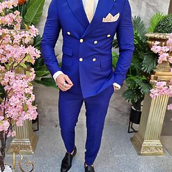 Costum de barbati indigo Sacou si Pantalon C4084 6