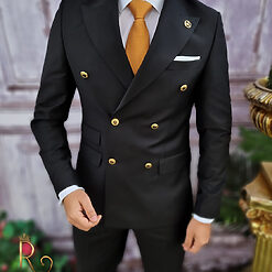 Negru cu butoni aurii