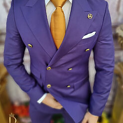 Costum mov de barbati cu butoni aurii Sacou si Pantalon C3401 2